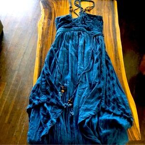 NEW ROMANTICS (Free People) embroidered jumper handkerchief hem